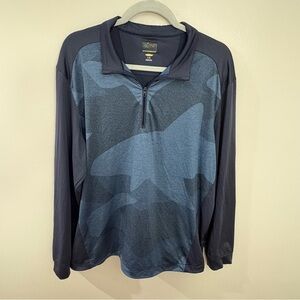 Greg Norman Men’s Long Sleeve Quarter Zip Shiver Shark Print Navy Size Large